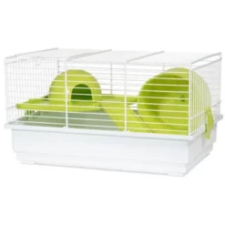 Κλουβί Voltrega για Χάμστερ 914B 39x25,5x22cm με ράμπα Λαχανί με λευκή βάση